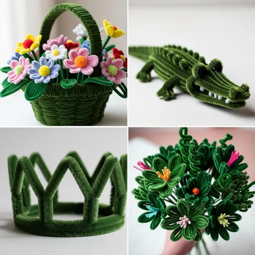 Miniatura 4 de Caydo 100 piezas de limpieza de tuberías verde militar, tallos de felpilla flexibles para proyectos de manualidades y decoraciones del día