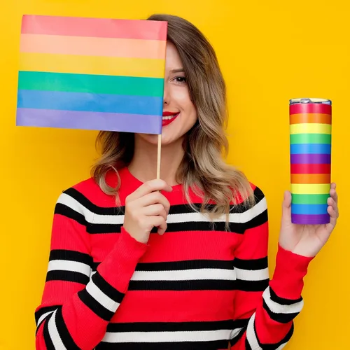 Miniatura 3 de Geiserailie Vaso de bandera del orgullo arcoíris, regalo pansexual Lesbiana LGBT del orgullo gay, taza de agua a rayas de arcoíris, regalos del mes
