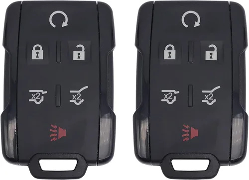 2 fundas para llavero de automóvil con control remoto sin llave, para Chevy Tahoe Suburban GMC Yukon M3N-32337100 (negro)