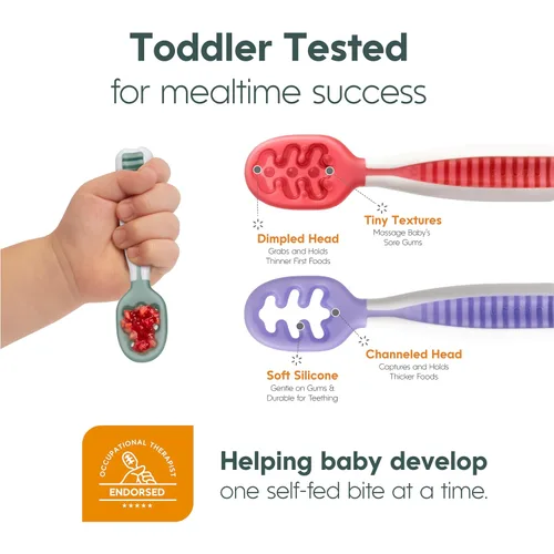 Miniatura 8 de Juego de cucharas para bebé NumNum, cucharas pre-silicona GOOtensils para niños de 6+ meses - Primera etapa, destete guiado por el bebé (BLW)