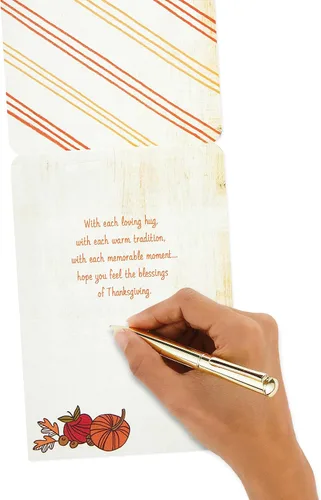 Miniatura 6 de Hallmark Surtido de tarjetas de Acción de Gracias de grano de madera (3 tarjetas con sobres) Live, Laugh, Love, Give Thanks, Cornucopia