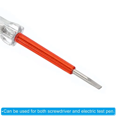 Miniatura 4 de PATIKIL Probador de voltaje CA 150-500V detector eléctrico de contacto con destornillador ranurado con tubo de neón, rojo transparente, paquete de 6