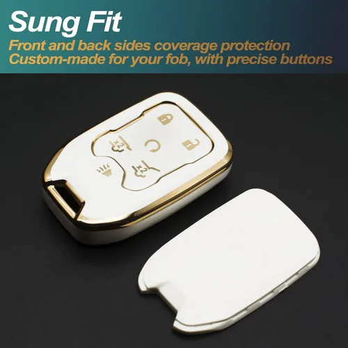 Miniatura 3 de FEYOUN Funda para llavero compatible con Chevy Chevrolet Suburban Tahoe GMC Terrain Yukon Yukon XL Smart 6 botones TPU funda para llavero remoto sin