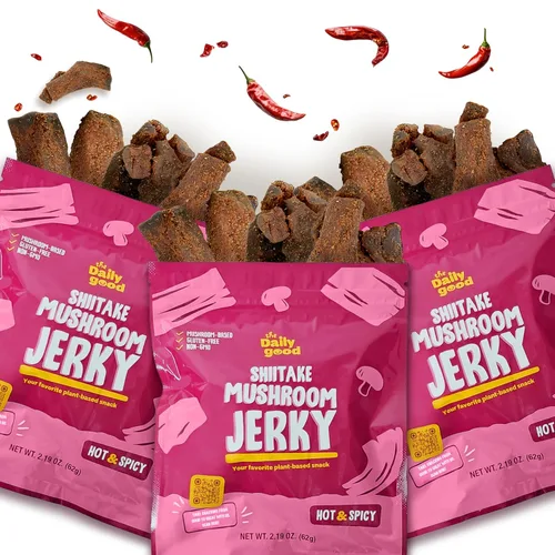 Miniatura 11 de The Daily Good Shiitake Crisps - Paquete de 3 chips de hongos, sin gluten, sin OGM, sabores original, wasabi y chile mexicano, alimentos
