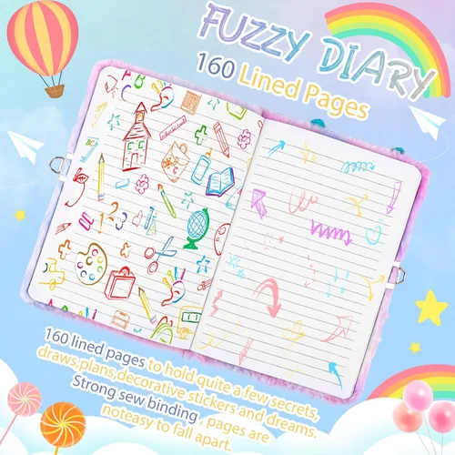 Miniatura 7 de DHQH Diario de Gato con Candado Regalo para Niña de 6, 7, 8, 9, 10, 11, 12 Años, Diario Secreto Cuaderno para Niños Set de Regalo de Navidad