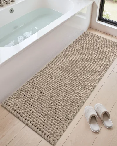 Miniatura 26 de DEXI Alfombrillas de baño para el baño 16x24, alfombra de baño antideslizante lavable, alfombrilla de baño de chenilla gruesa y suave absorbente