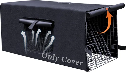 Miniatura 10 de Funda para jaula de animales vivos, trampa para gatos callejeros de 32 pulgadas, trampa plegable con puerta real para mapaches, zarigüeyas