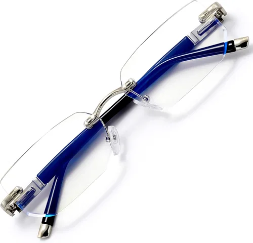 Miniatura 8 de HIGHLIKE Rimless Reading Glasses, Spring Hinge Readers, Diamond Cut Edge Design Blue Light Glasses