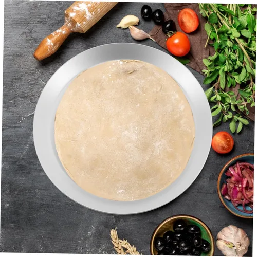 Miniatura 6 de Hemoton Bandeja de pizza de aluminio para pizza de queso y pizza, bandeja de hornear de acero inoxidable, bandeja de pizza antiadherente, bandeja