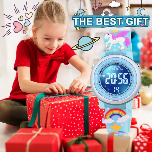 Miniatura 48 de Relojes impermeables de dibujos animados 3D para niñas con alarma, los mejores regalos de juguetes para niñas de 3 a 12 años