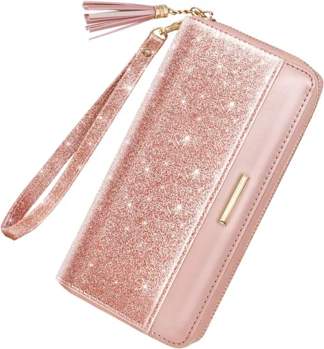 Miniatura 7 de Coco Rossi Carteras para mujer, de piel sintética, tarjetero organizador con borla y correa de muñeca