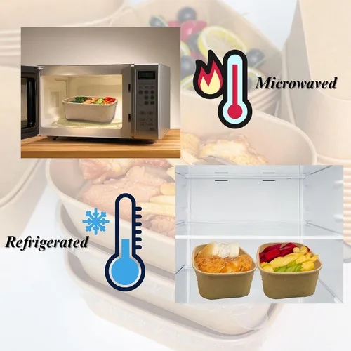 Miniatura 3 de Recipiente desechable de 17 onzas con tapas, 50 juegos de tazones de papel para acai compostables para fideos de sopa, aptos para microondas