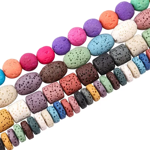 Miniatura 8 de OLYCRAFT 488 cuentas de roca volcánica de 0.236 pulgadas – 8 colores Chakra Energy Lava piedras preciosas redondas sueltas para hacer joyas