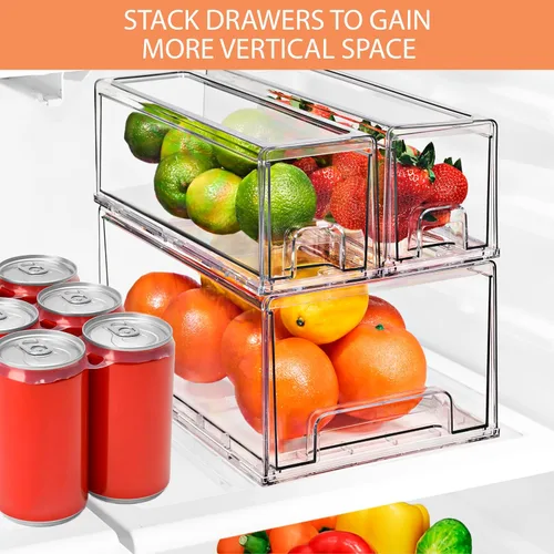 Miniatura 7 de Sorbus Cajones para nevera, contenedores organizadores de refrigerador apilables transparentes, contenedores de almacenamiento de alimentos