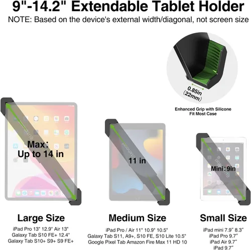 Miniatura 6 de elitehood Trípode de aluminio resistente para tableta, soporte de trípode ajustable para iPad con inclinación giratoria de 360 grados, soporte