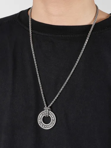 Miniatura 5 de HAQUIL Collar de runas vikingas, colgante de talismán de moneda de círculo nórdico nórdico vikingo nórdico, regalo de joyería vikinga para hombres