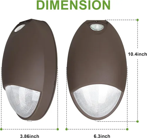 Miniatura 6 de Paquete de pared de emergencia LED con batería de respaldo y fotocélula fotográfica, pared de emergencia LED de grado comercial, 12 W, 100-277 VCA