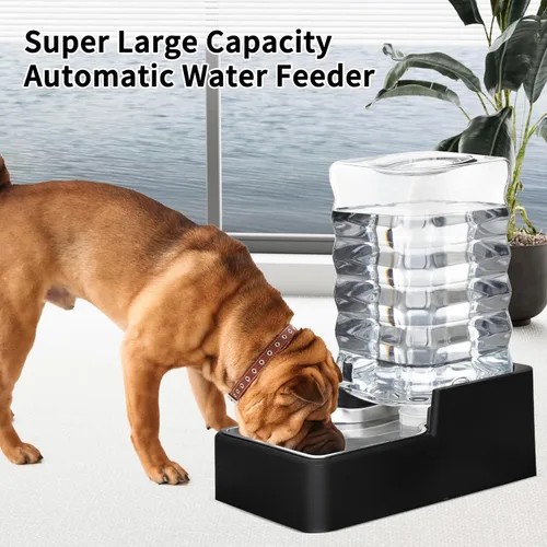 Miniatura 5 de RIZZARI Comedero automático de agua para mascotas de acero inoxidable: Dispensador automático a prueba de fugas por gravedad de 8.5L en color negro