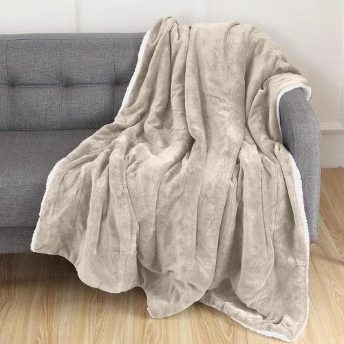 Miniatura 13 de Elegant Comfort Manta de Sofá Reversible de Sherpa Sólida, Manta para Todas las Estaciones - Súper Suave, Acogedora y Afelpada - Manta Decorativa