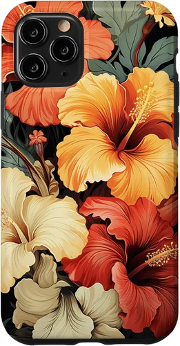 Miniatura 28 de Funda para iPhone 13 Pro Max con diseño tropical hawaiano amarillo rojo hibisco plumeria