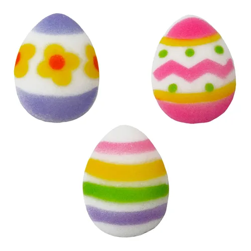 DecoPac Sugar Dec-Ons® Surtido de huevos de Pascua, decoraciones de pastel de azúcar de colores brillantes, adornos comestibles listos para usar,