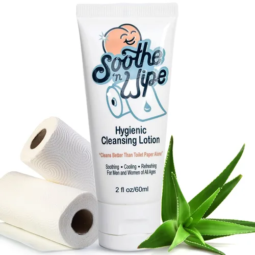 Soothe 'n Wipe Loción limpiadora higiénica de 2 onzas, alternativa de toallitas desechables con aloe e hidratantes, humedecedor de papel higiénico