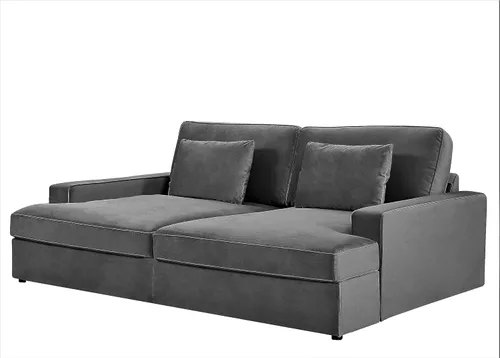 Miniatura 6 de Container Furniture Direct Moderno sofá cama de terciopelo con diseño lujoso, elegante centro de mesa para salas de estar elegantes y cómodos Gris