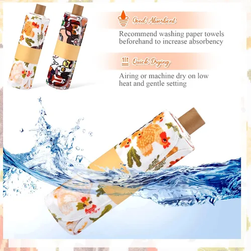 Miniatura 6 de Redbaker 50 piezas de toallas de papel reutilizables paños de algodón reutilizables sin papel toallas de papel absorbentes lavables con rollo paños
