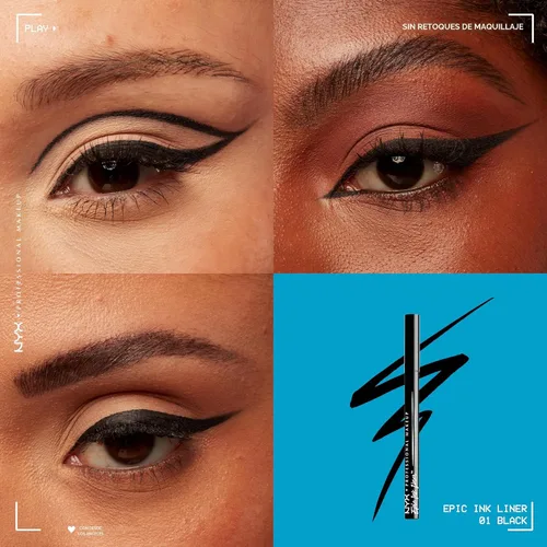 Miniatura 3 de NYX PROFESSIONAL MAKEUP Epic Ink Liner, delineador líquido impermeable, negro, fórmula vegana