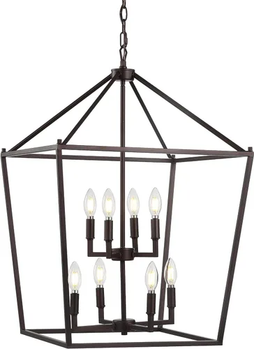 Miniatura 24 de JONATHAN Y Linterna colgante LED de 10 pulgadas de bronce aceitado/latón dorado con 3 luces, lámpara de araña clásica y moderna de granja para isla