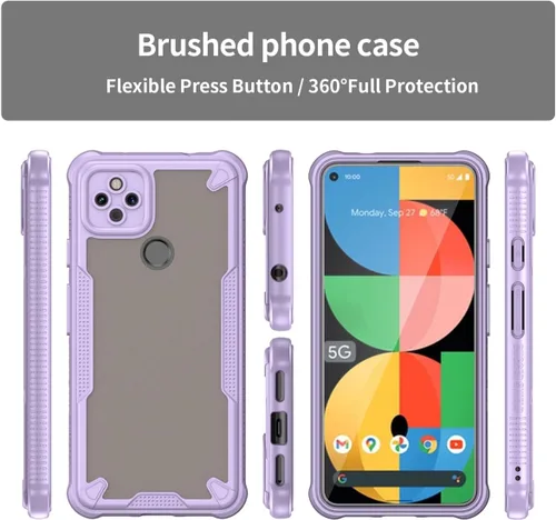 Miniatura 4 de Case for Pixel 5A 5G Case, for Google5A G1F8F Cases with Tempered Glass Screen Protector, Frosted Translucent Back Cover Non-Slip Protective Phone
