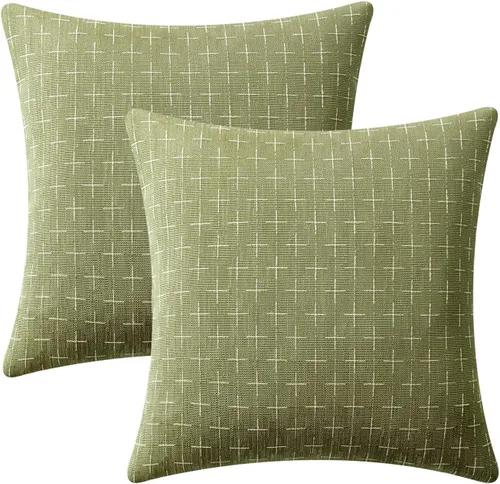 Miniatura 63 de MIULEE - Juego de 2 fundas de almohada decorativas de lino de arpillera navideñas, modernas, estilo campestre, rústicas, tejidas, con textura