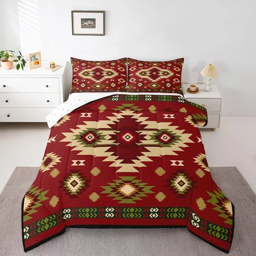 Miniatura 18 de Feelyou Juego de edredón geométrico del suroeste para niños y niñas, edredón nativo del suroeste, tamaño individual, juego de ropa de cama