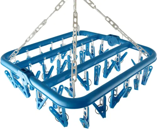 Miniatura 3 de Clip and Drip Hanger Percha de ropa Estante de secado 32 clips (azul)