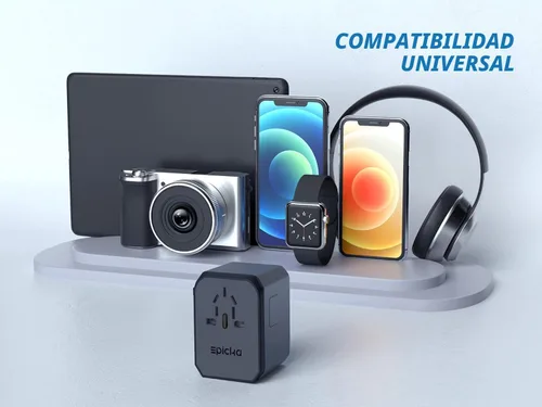 Miniatura 5 de EPICKA Adaptador de viaje universal, adaptador de enchufe de viaje europeo, adaptador de corriente internacional cargador mundial con USB-C y 4 Gris