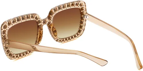 Miniatura 7 de MEETSUN Elton Square Rhinestone Sunglasses Oversized Bling for Women with Diamond Frames 70s Retro for Beach & Disco