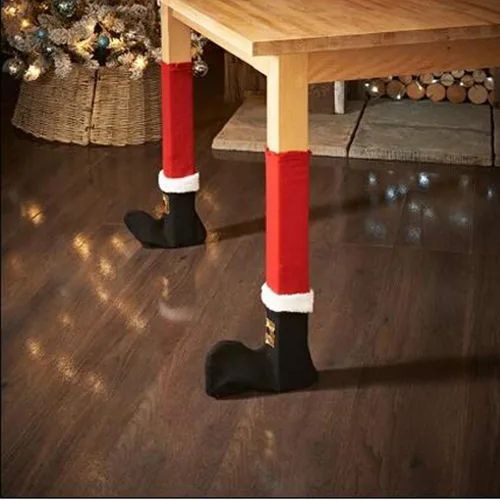 Miniatura 4 de 4 calcetines divertidos de Navidad para muebles, calcetines de mesa de elfos de Navidad, fundas para patas de silla, protectores de suelo