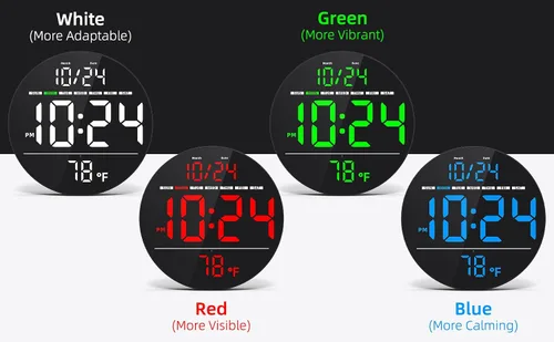 Miniatura 8 de Reloj de pared digital con gran pantalla LED, fecha, temperatura, brillo automático Pequeño reloj [ENCHUFE] Reloj de pared eléctrico moderno