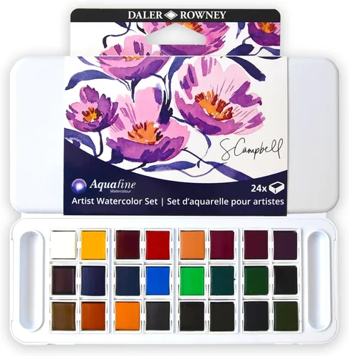 Miniatura 9 de Daler Rowney Daler-Rowney Aquafine - Juego de estudio de acuarela de 48 piezas - Juego de pintura de acuarela para papel de acuarela y más - Juego