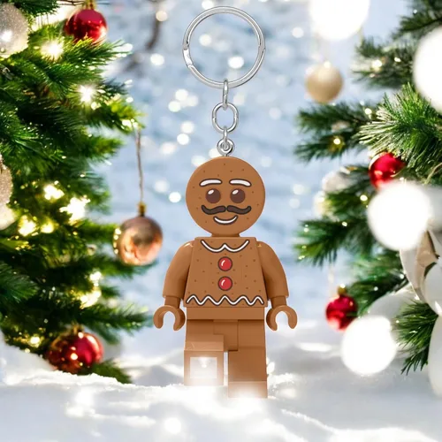 Miniatura 5 de LEGO Minifigures - Figura grande de 3 pulgadas de alto, llavero de luz - Hombre de jengibre (KE182H), Marrón
