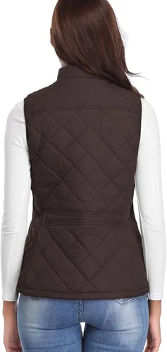 Miniatura 8 de Fuinloth - Chaleco acolchado para mujer, diseño de cuello alto, ligero, con cierre