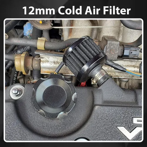Miniatura 6 de Filtro universal de admisión de aire frío, filtro de entrada de aire de 0.47 pulgadas, respiradero turbo de ventilación de alto rendimiento para Rojo