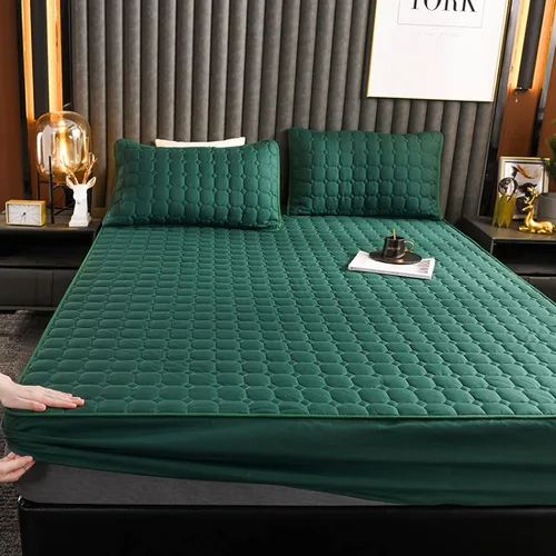 Miniatura 11 de FCLDESHOP Funda de cama, sábanas bajeras gruesas y acolchadas de color sólido, para habitación de los niños, con estampado de animé, geometría, 59.1