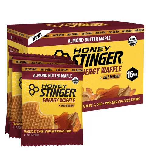 Honey Stinger Gofle de arce de mantequilla de almendra orgánica, estroopwafel energético para ejercicio, resistencia y rendimiento, nutrición