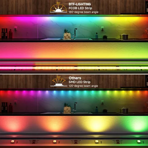 Miniatura 4 de BTF-LIGHTING FCOB WS2811 IC RGB Tira de LED COB 864LED/m Flexible Alta Densidad Luz Uniforme de Perseguida de Color DC12V 5 m 24IC/m 12mm de Ancho