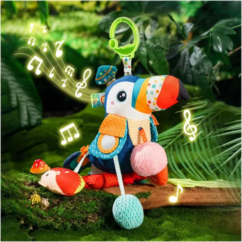 Miniatura 8 de Jollybaby Juguete colgante musical de actividad con cuerda para jalar para cochecito de bebé, asiento de coche, cuna, gimnasio de juego, juguete