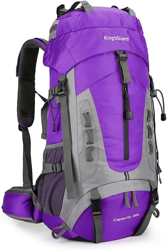 Miniatura 10 de King'sGuard Mochila de senderismo de 60 L para hombres y mujeres, mochila ligera para acampar y senderismo con cubierta para la lluvia, mochila