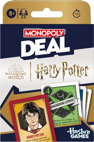Monopoly Deal: Juego de cartas de Harry Potter | Juegos familiares para niños y adultos | A partir de 8 años | 2 a 5 jugadores | 15 minutos | Tamaño