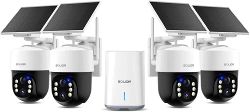 Cámaras de seguridad SOLIOM inalámbricas para exteriores, 8MP Ultra HD para día y noche, sin suscripción, radar incorporado, cámaras solares para