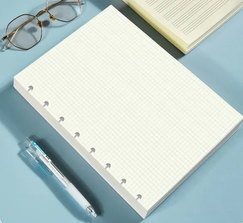Miniatura 9 de A5 TUL Papel de recambio cuadriculado con sistema de discos, papel cuadriculado con sistema de 8 discos, 100 hojas/200 páginas, papel cuadriculado